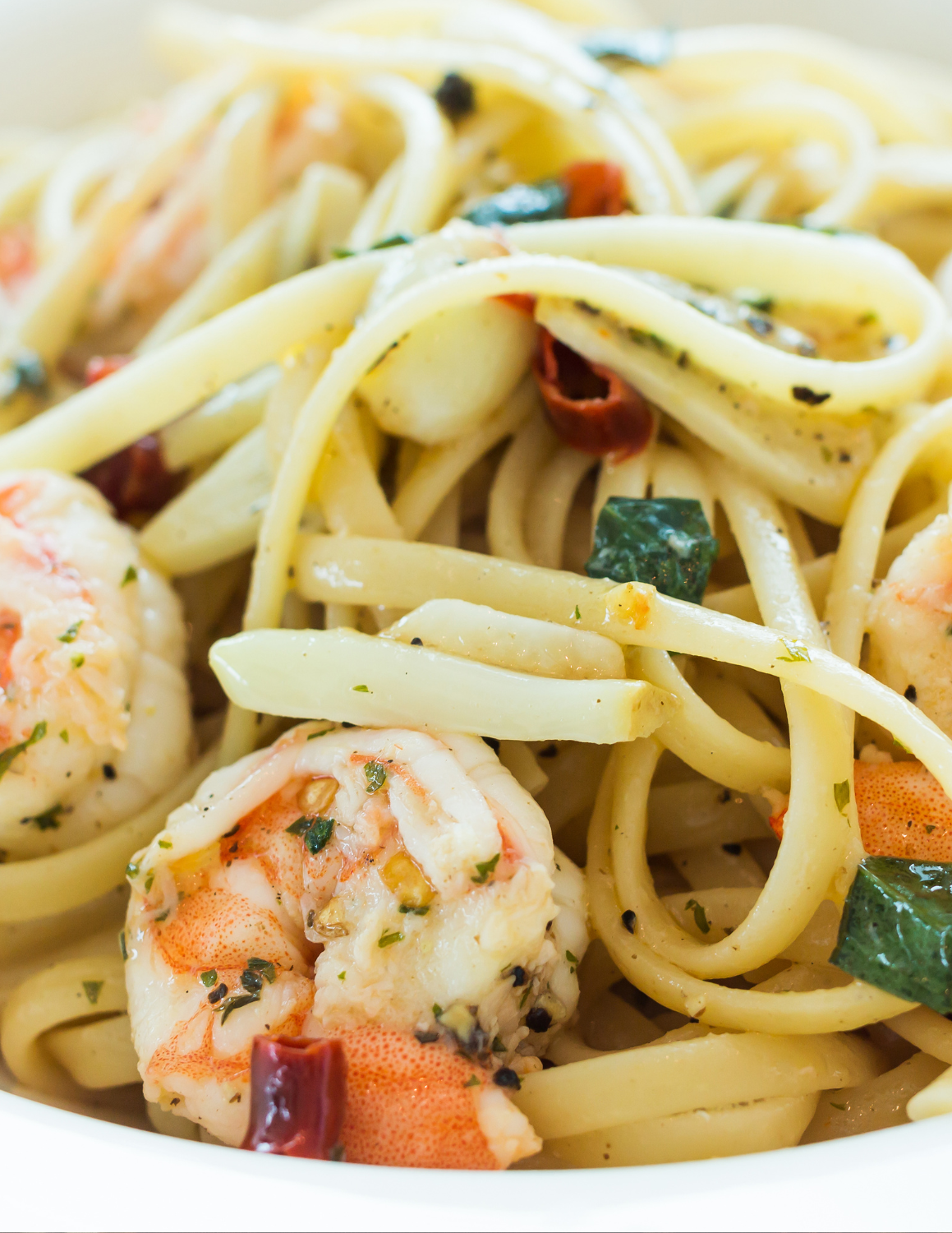 shrimp scampi and linguine